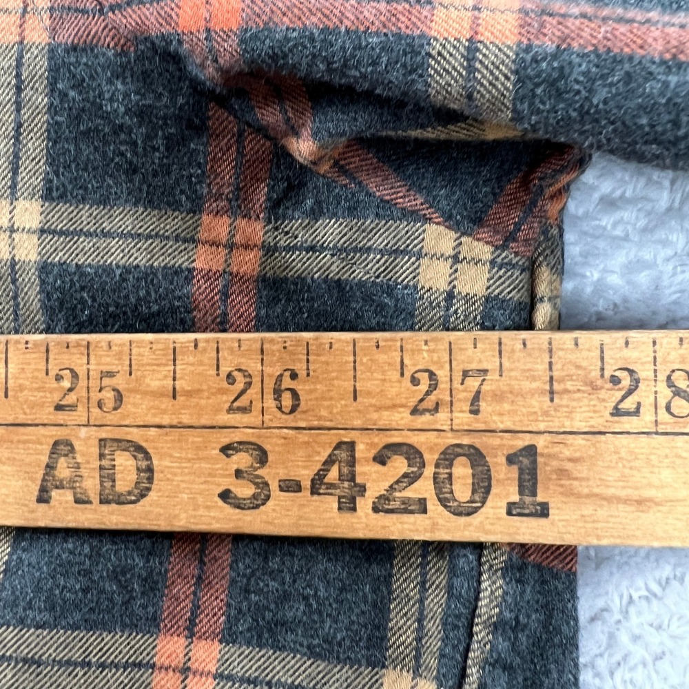 Patrick James Reserve Plaid Flannel Button Down 2XL Orange Grey Classic Shirt - Picture 7 of 12